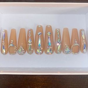 Nude Bling Acrylic Press On Nails